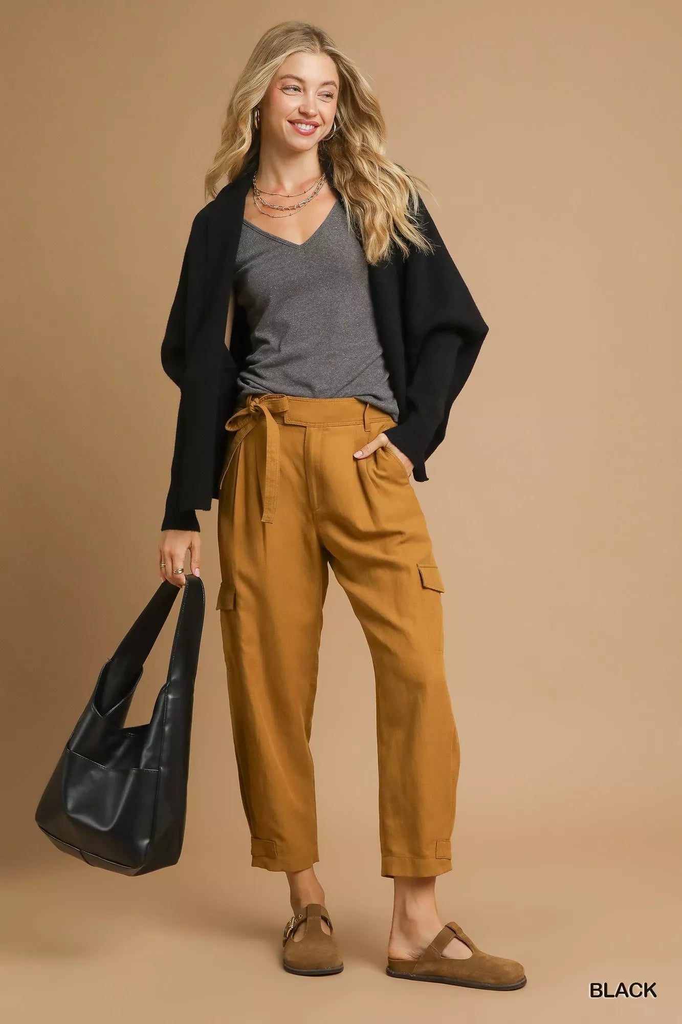 Umgee Open Front Cardigan with Front Pockets OutfitFlow