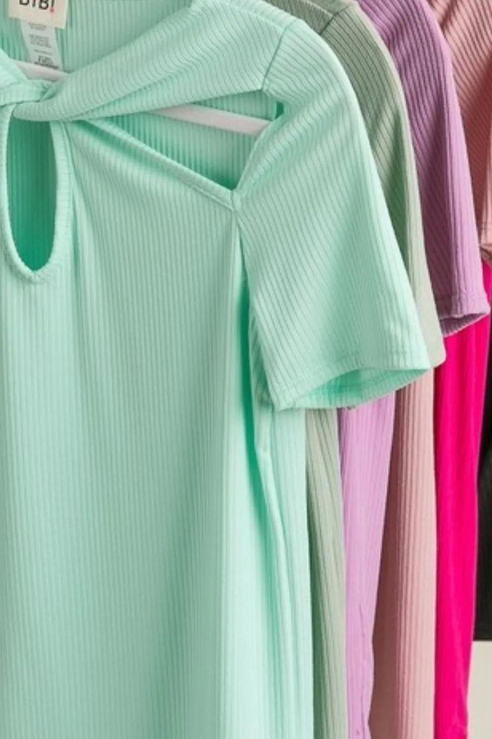 BiBi Rib Knit with Cut Out and Front Twist Detailed Top OutfitFlow