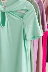 BiBi Rib Knit with Cut Out and Front Twist Detailed Top OutfitFlow