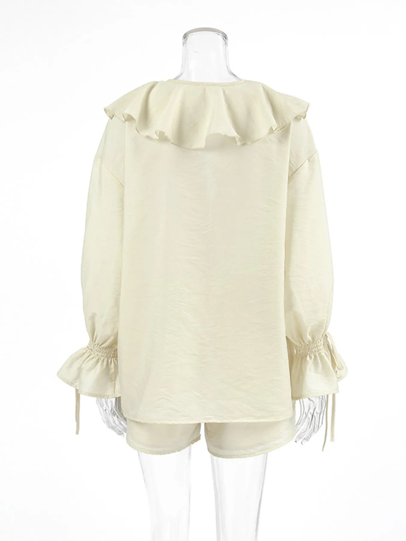 Ruffled V-Neck Top and Shorts Set OutfitFlow