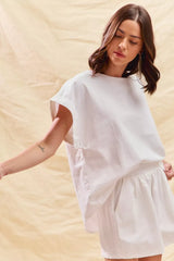 SO ME Round Neck Short Sleeve Top and Shorts Set OutfitFlow
