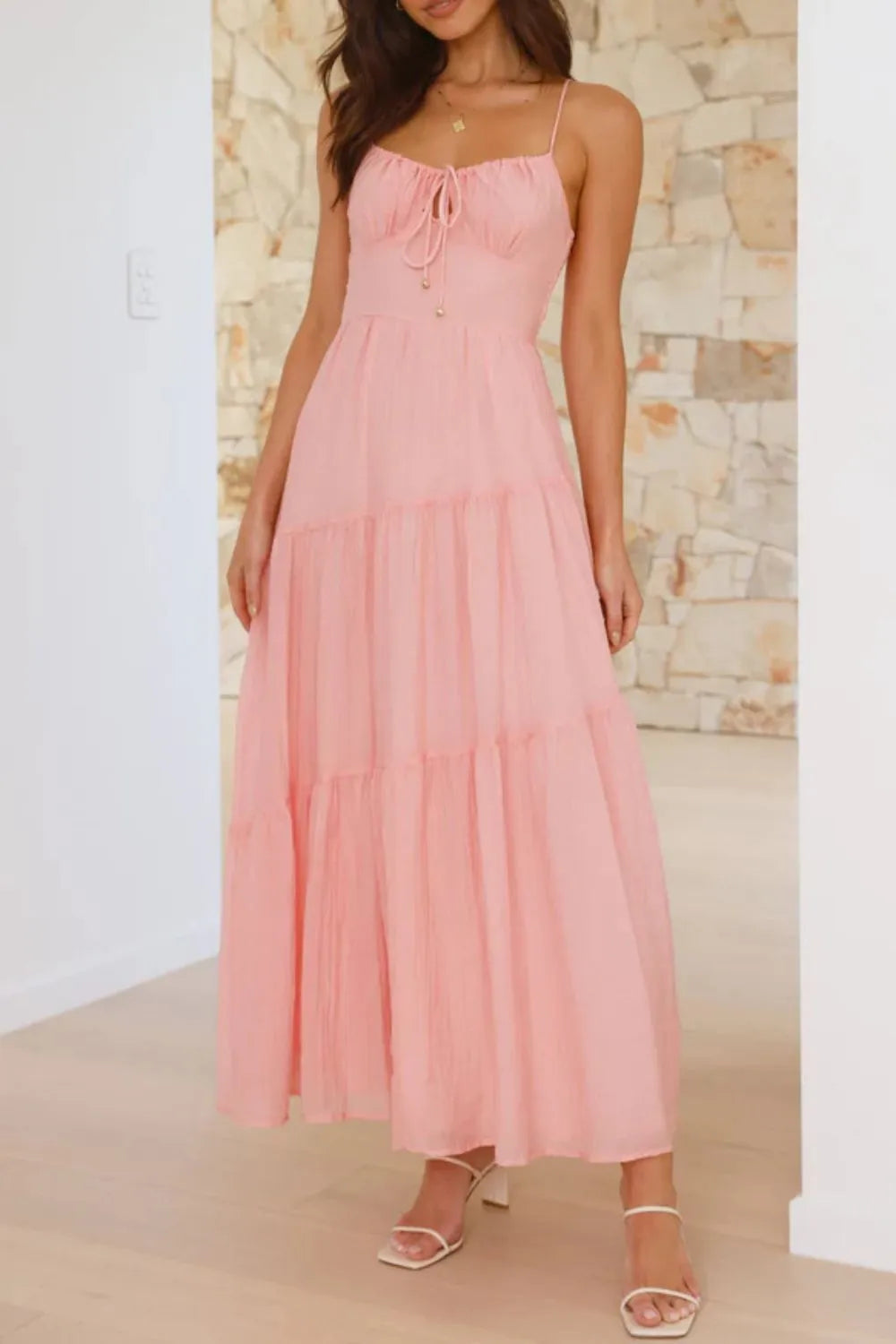 Ruched Smocked Back Cami Dress OutfitFlow