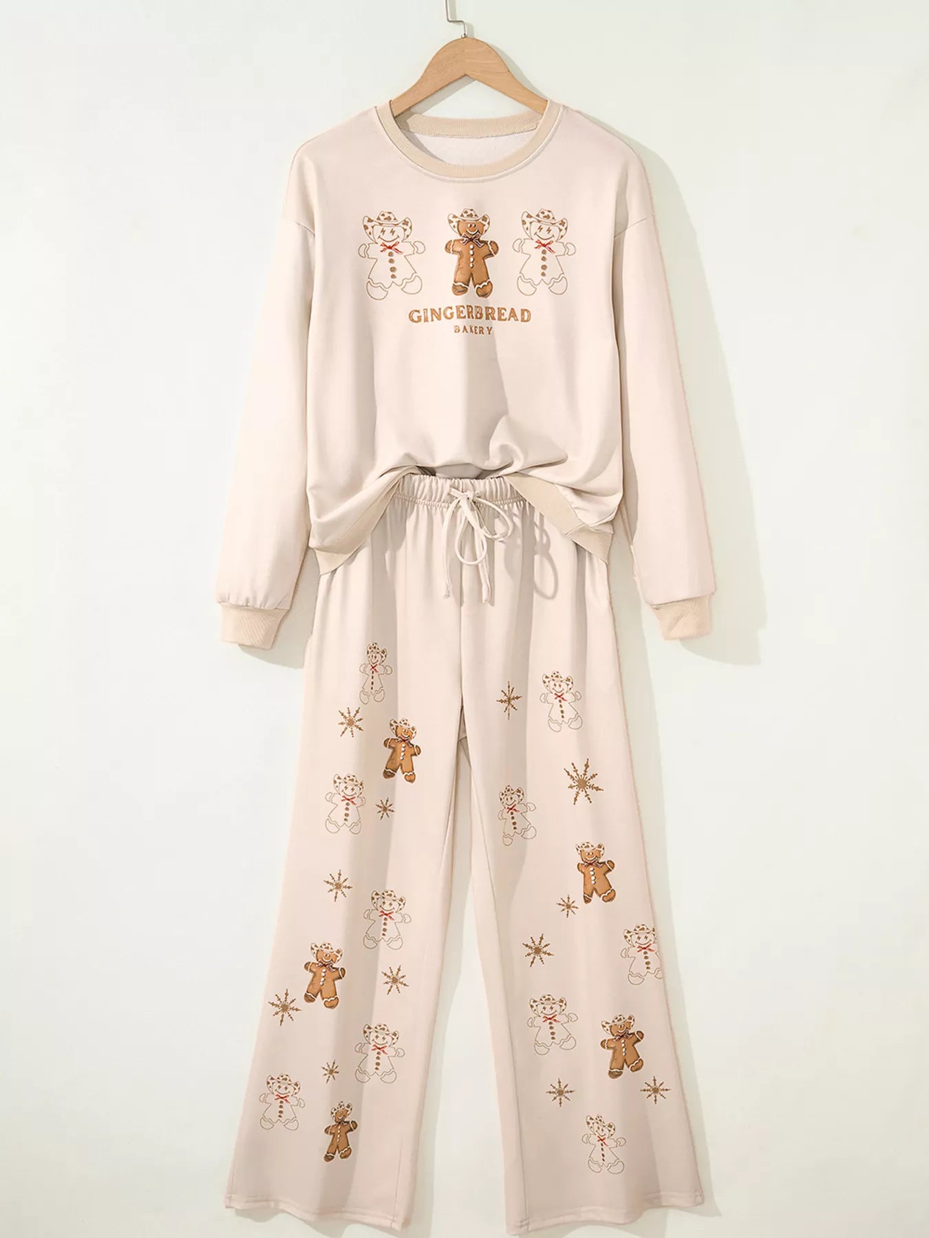 GINGERBREAD BAKERY Christmas Long Sleeve Top and Pants 2pcs Set OutfitFlow