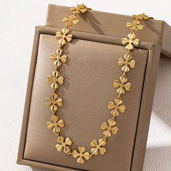 18K Gold-Plated Alloy Flower Chain Necklace OutfitFlow