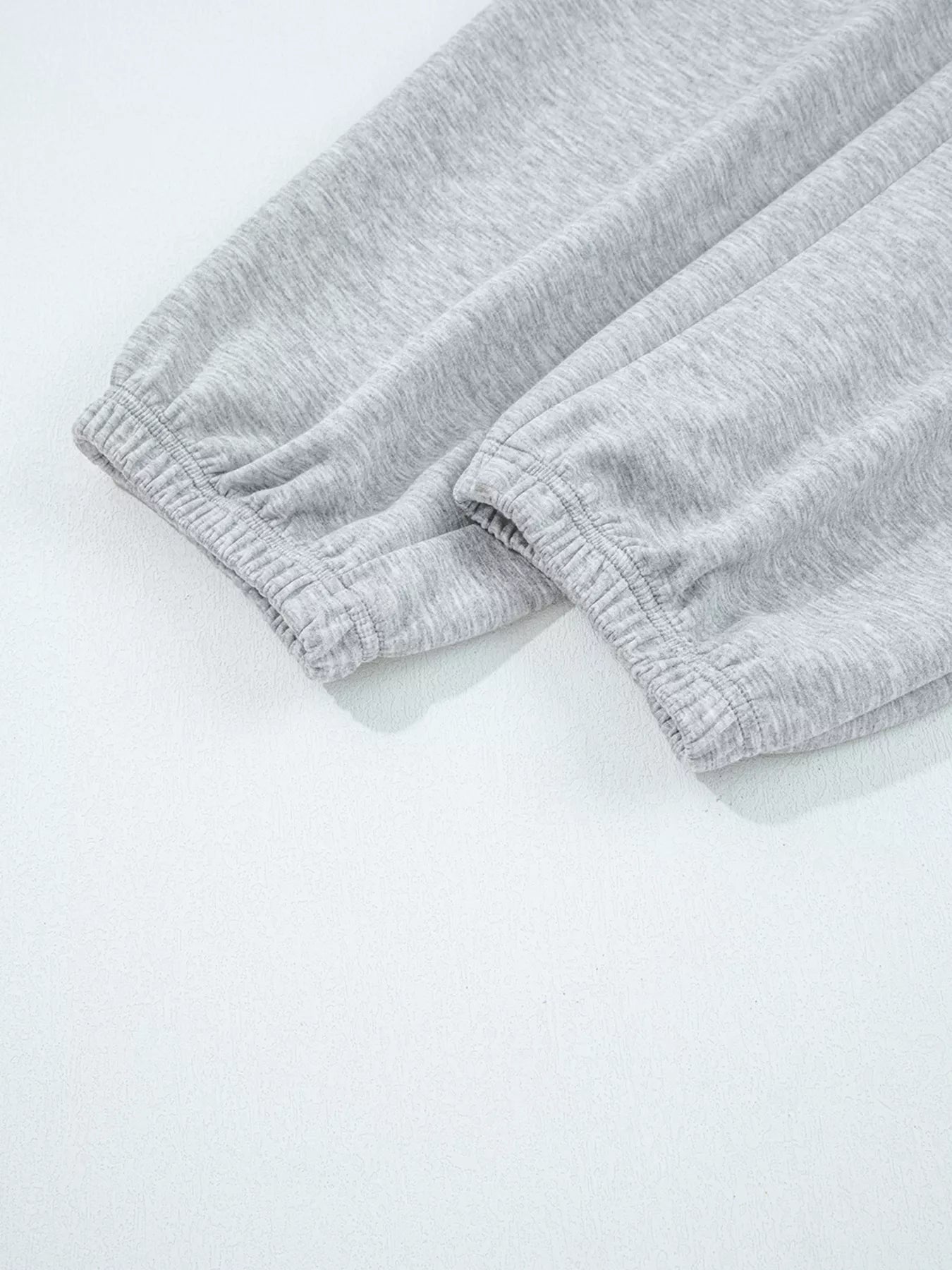 Zip Collar Long Sleeve Top and Drawstring Pants Set OutfitFlow