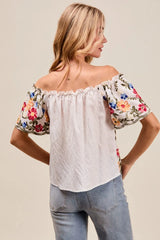 SO ME Floral Embroidered Two Way Off The Shoulder Blouse OutfitFlow