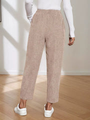 Corduroy Elastic Waist Cropped Pants Trendsi