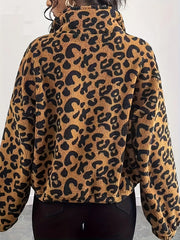 Leopard Fleece Zip-Up Jacket OutfitFlow