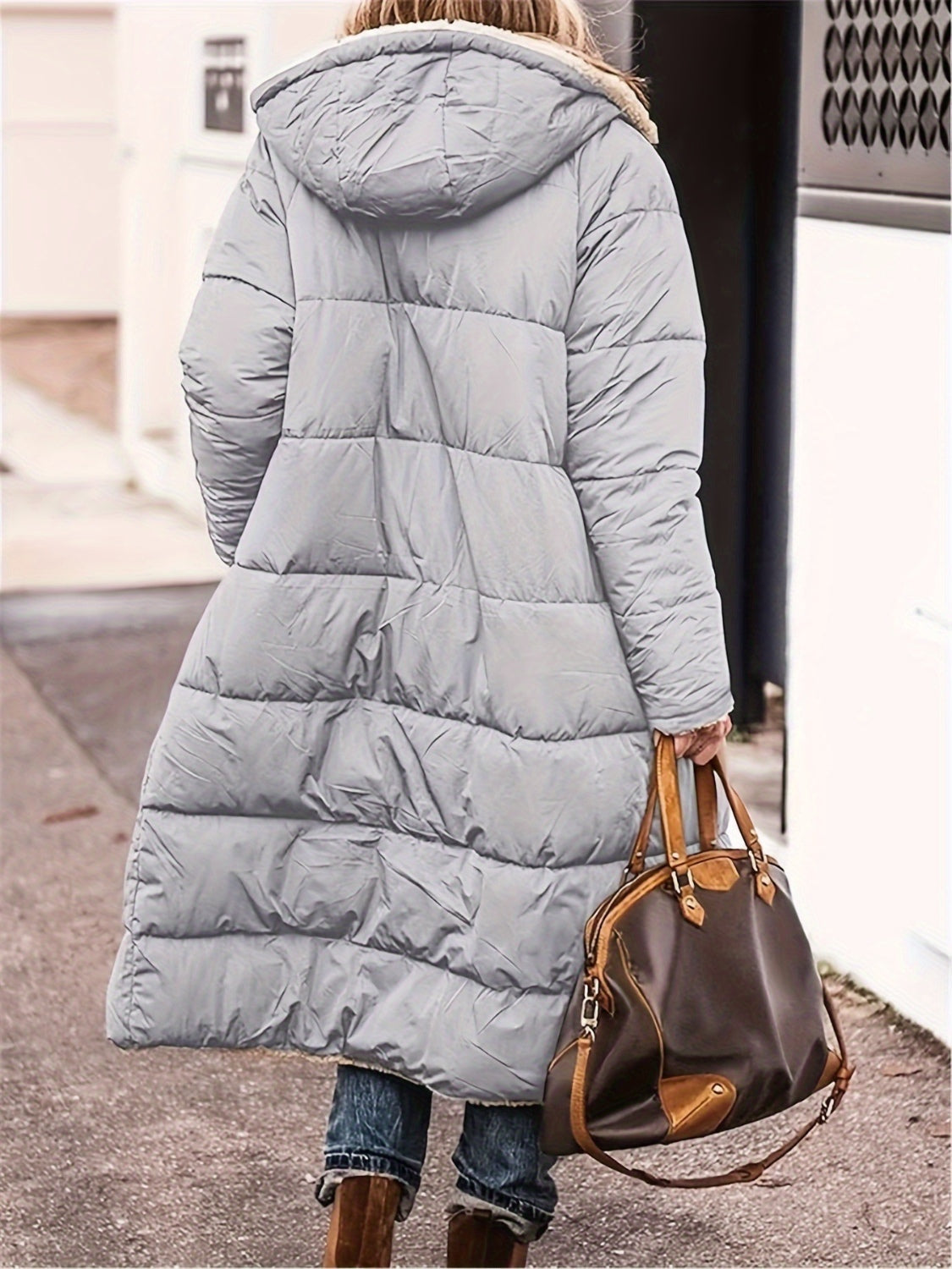 Outfit Flow - Plus Size Zip Up Sherpa Hooded Coat