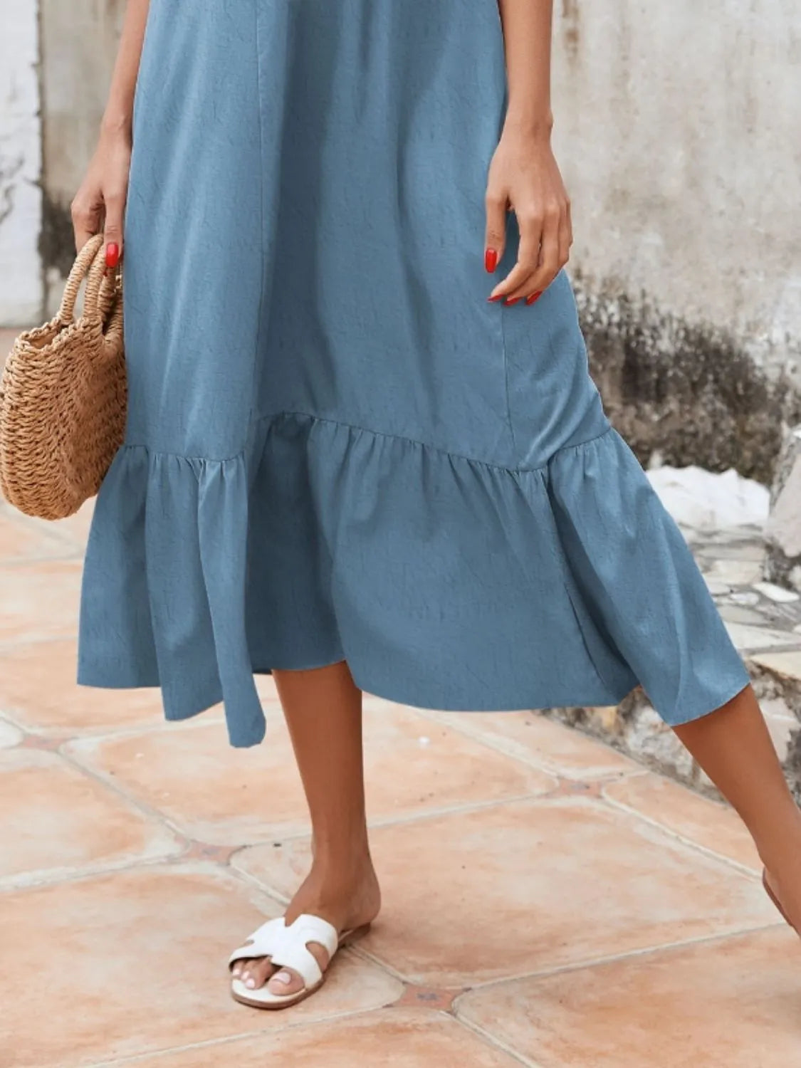 Ruffled Hem Midi Cami Dress OutfitFlow