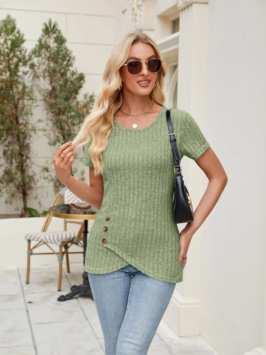 Round Neck Short Sleeve T-Shirt OutfitFlow