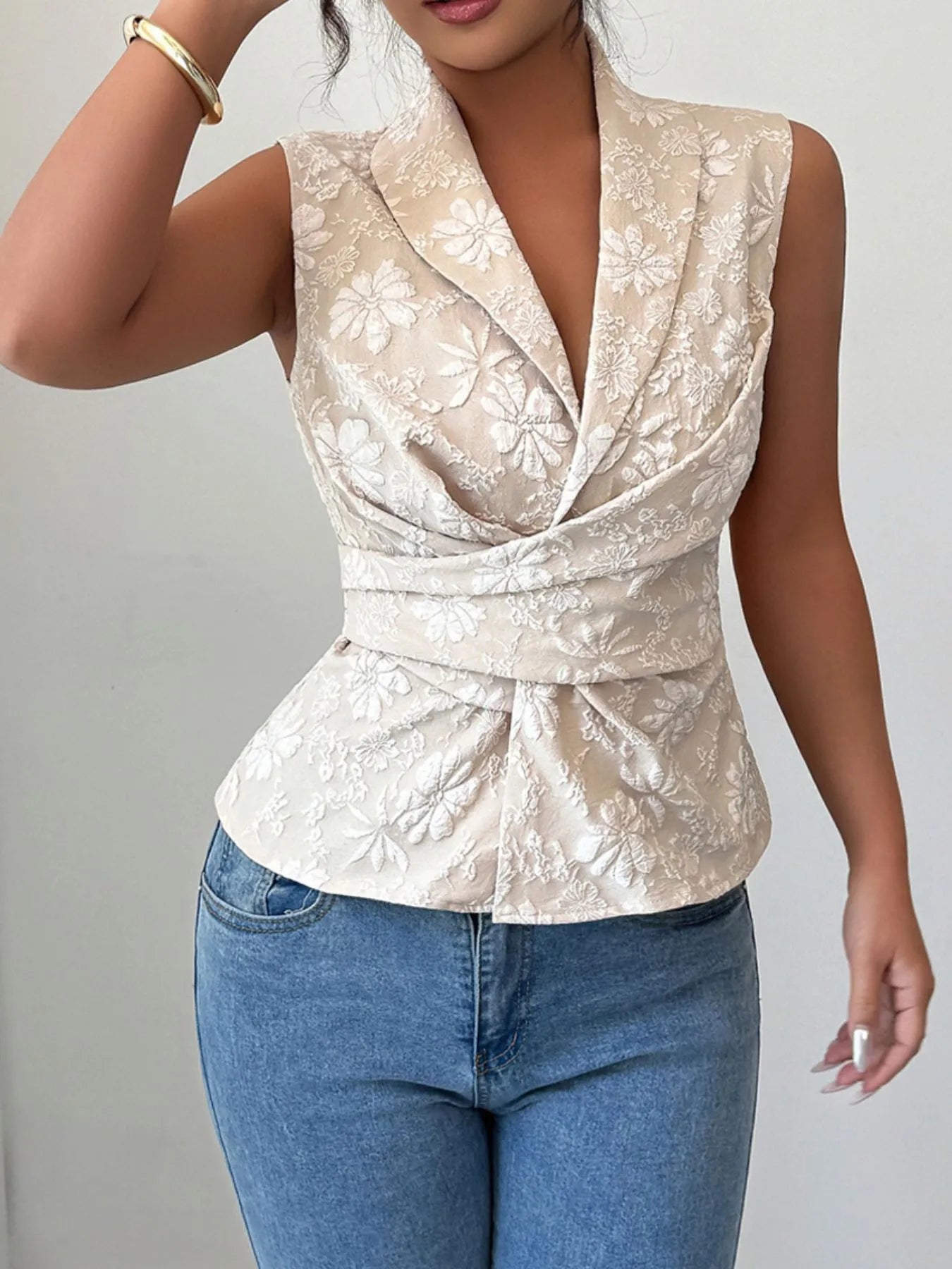 Tie Waist Wrap Tank Top OutfitFlow