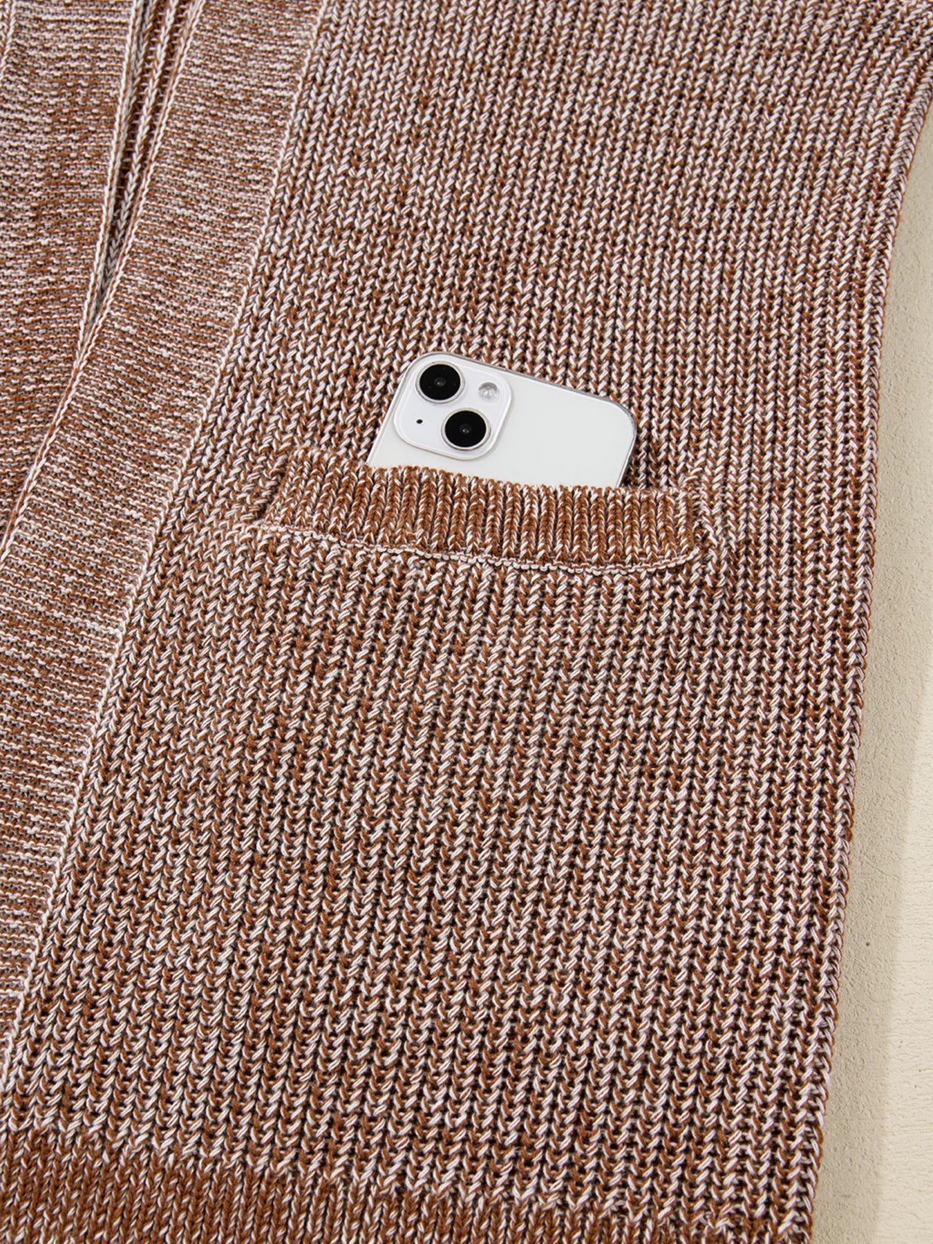 Open Front Dropped Shoulder Cardigan with Pockets OutfitFlow