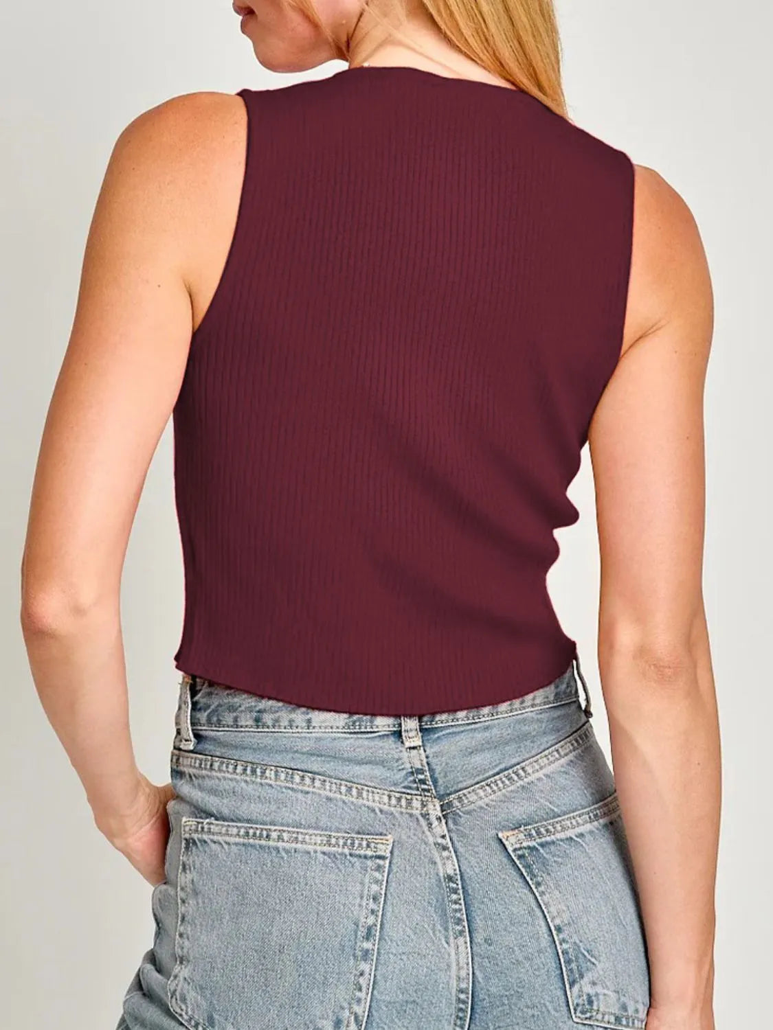 Bow Round Neck Cropped Tank OutfitFlow
