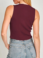 Bow Round Neck Cropped Tank OutfitFlow
