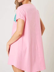 Sequin Short Sleeve Summer Tee Dress OutfitFlow