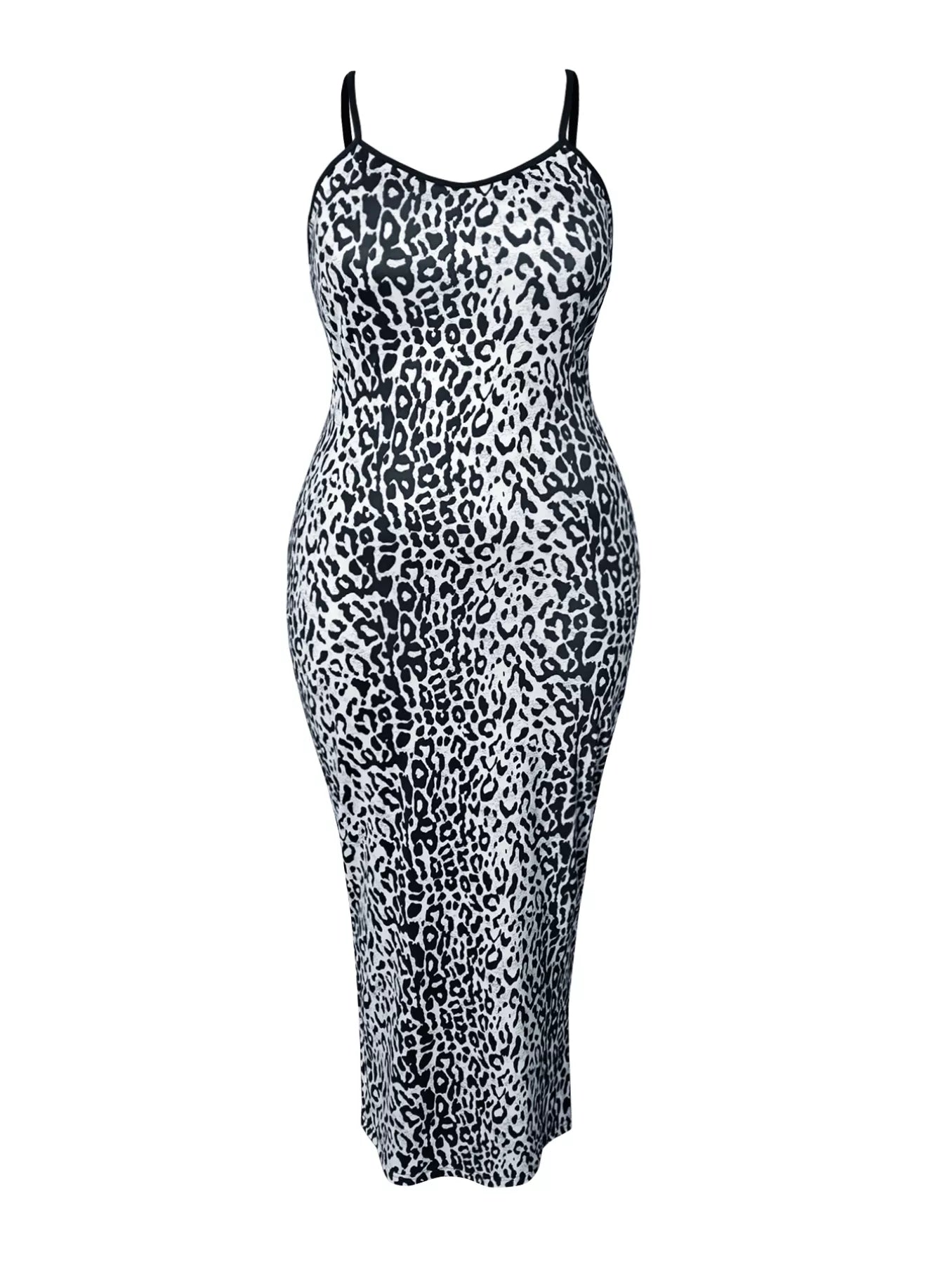 Plus Size Leopard Print Bodycon Maxi Dress OutfitFlow