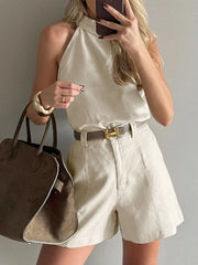 Sleeveless Top and Shorts Set OutfitFlow