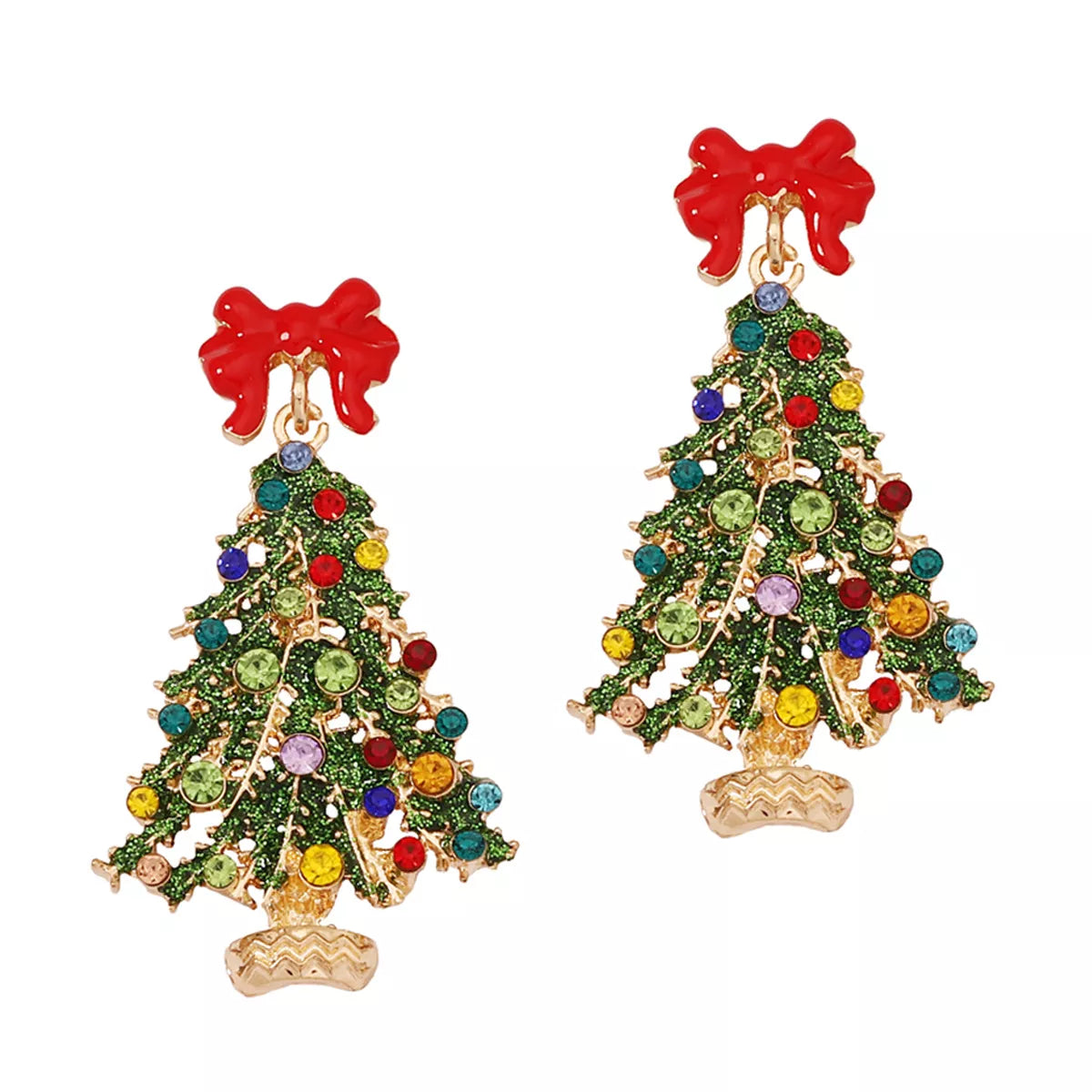 Christmas Tree Earrings with Bow OutfitFlow