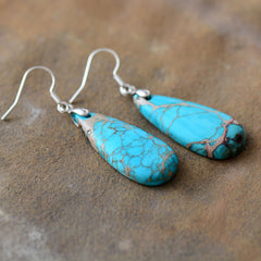 Natural Stone Copper Teardrop Earrings OutfitFlow