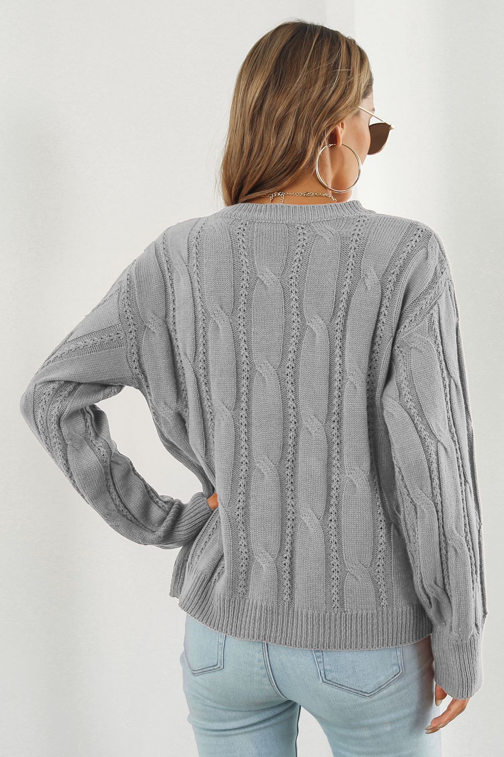 Round Neck Long Sleeve Sweater OutfitFlow