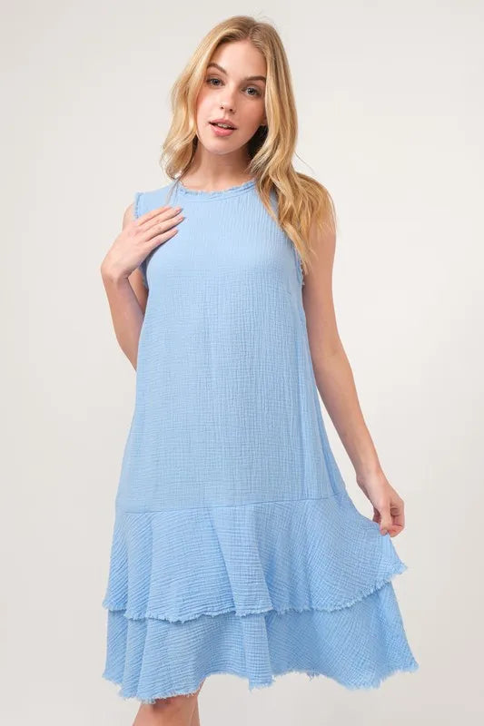 And The Why Washed Fringe Detail Tiered Dress OutfitFlow