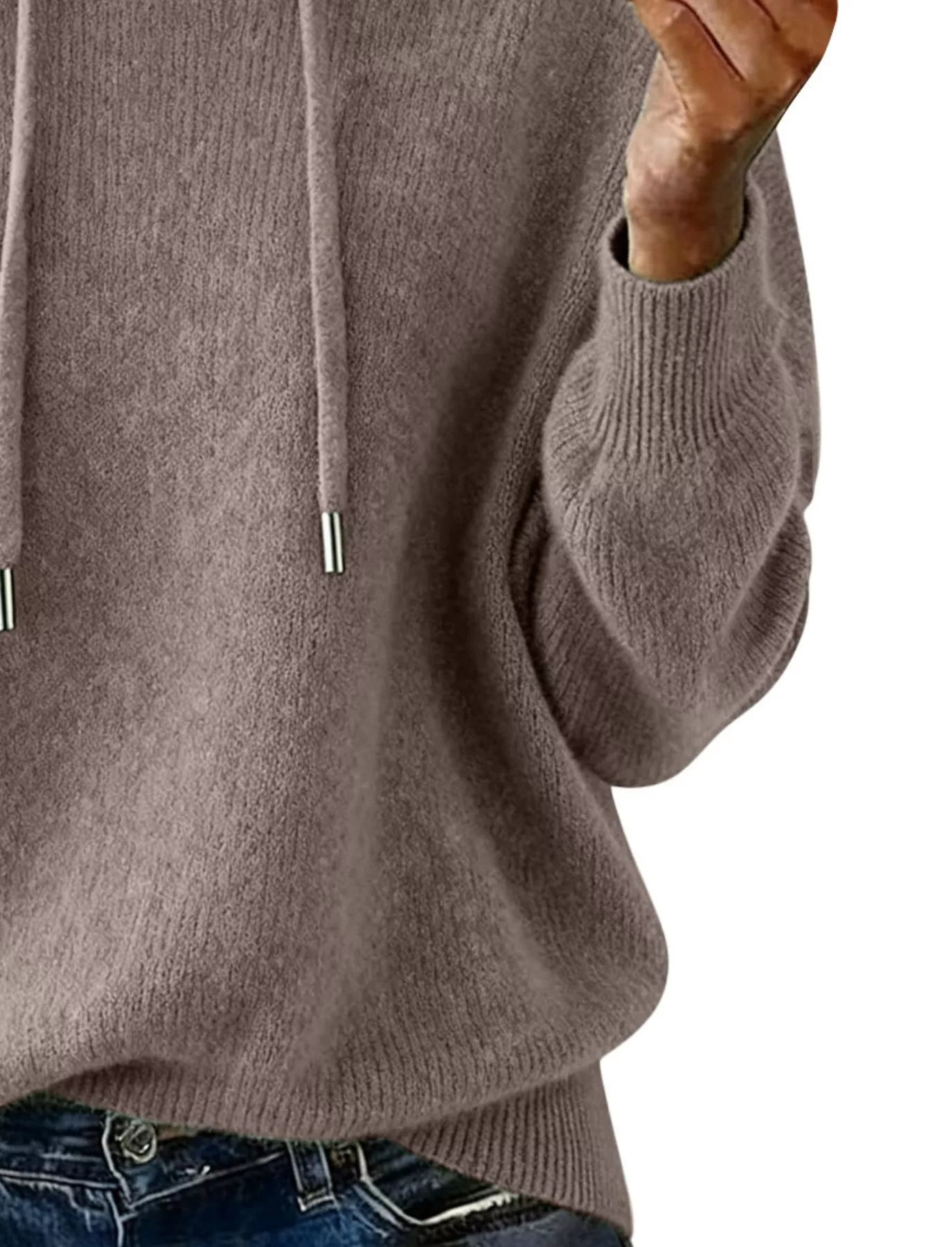 Drawstring Long Sleeve Hooded Sweater Trendsi