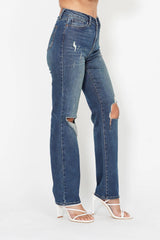 Judy Blue Full Size Hw Ripped Knee Dad Jeans Plus Size OutfitFlow