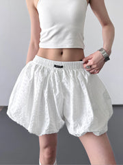 Bubble Hem Elastic Waist Shorts OutfitFlow