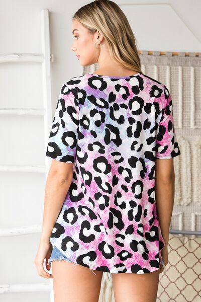 Heimish Full Size Crisscross Neck Animal Print Babydoll Top Plus Size OutfitFlow