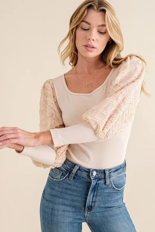 And The Why Textured Puff Sleeve Bodysuit OutfitFlow