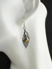 Alloy Rhinestone Leaf Shape Earrings OutfitFlow
