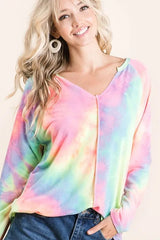 BiBi Long Sleeve Tie-Dye Terry T-Shirt OutfitFlow