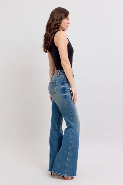 Judy Blue MR Tummy Control Vintage Wash Jeans OutfitFlow