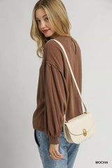 Umgee Linen Long Sleeve Top with Drawstring OutfitFlow
