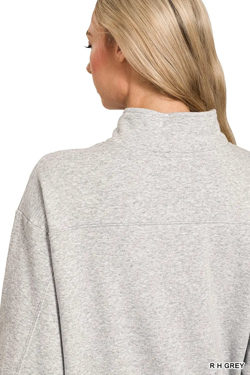 Zenana Fleece Half Zip Sweatshirt OutfitFlow