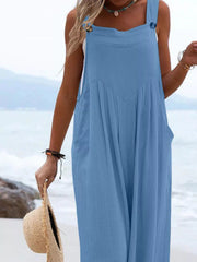 Full Size Casual Loose Wide Leg Overalls Plus Size OutfitFlow