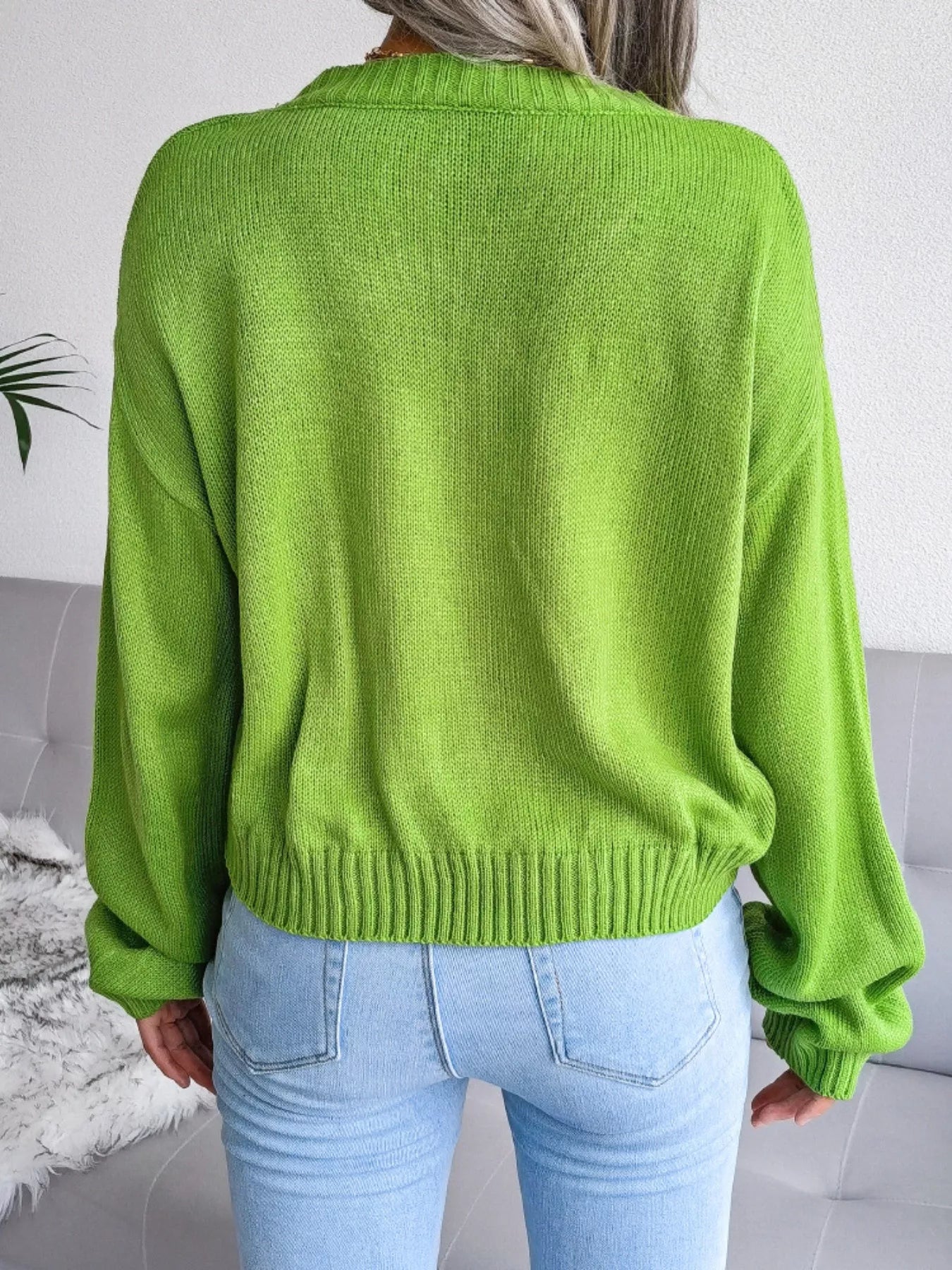 Cloud Pattern Button-Up Cropped Cardigan OutfitFlow