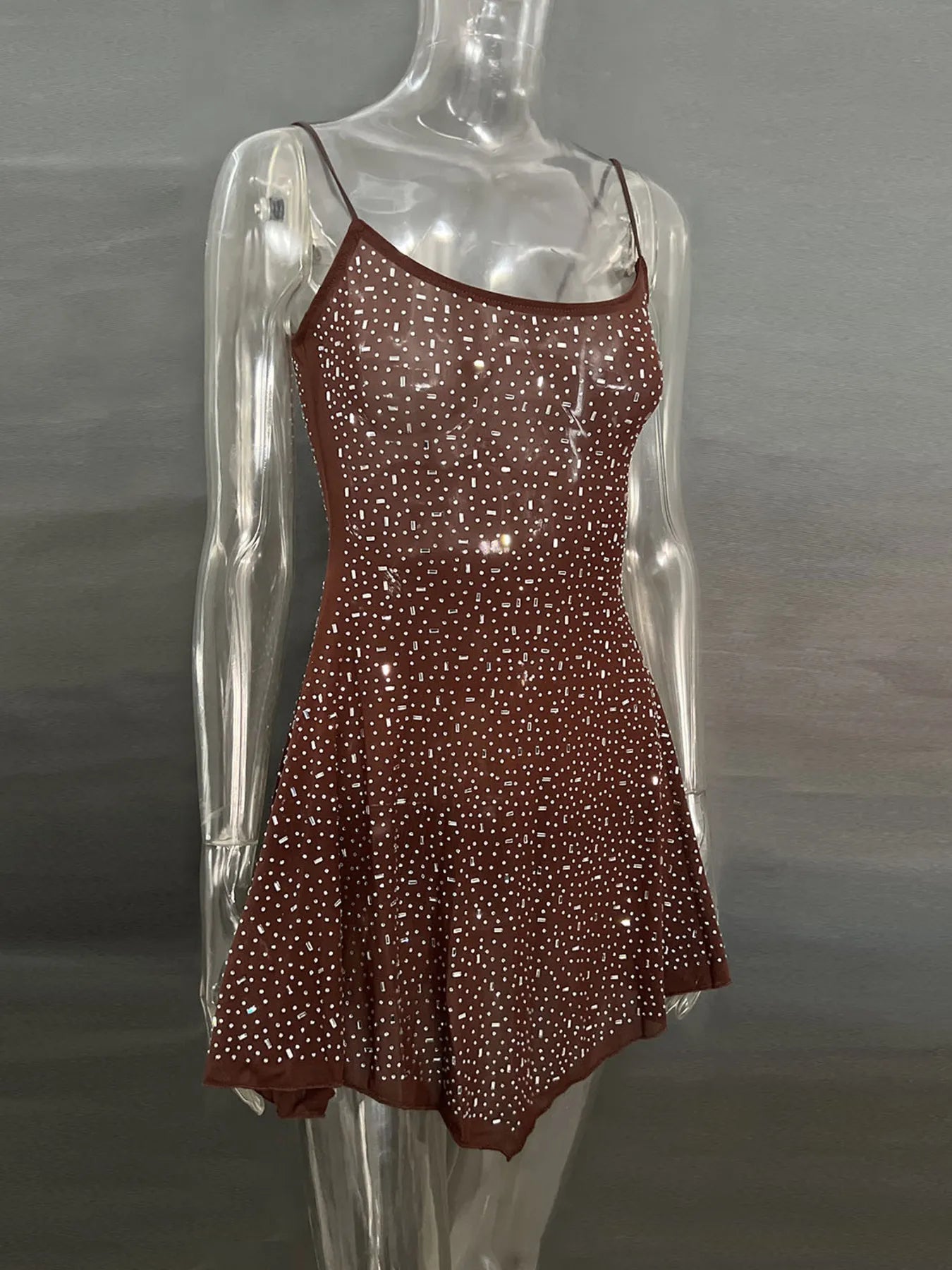 Rhinestone Decor Mini Cami Dress OutfitFlow
