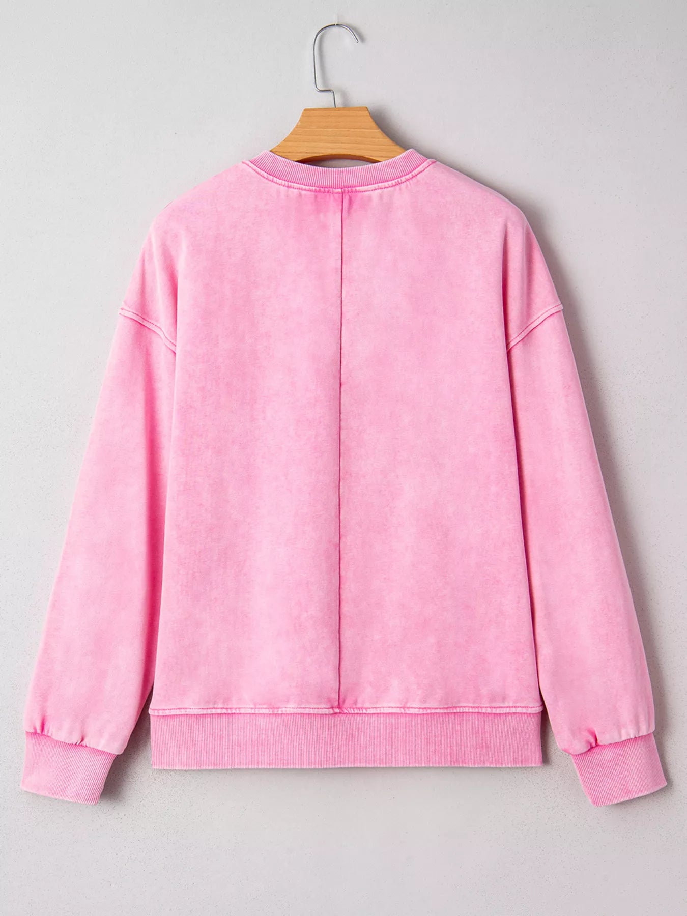 Mineral Wash Crossed Crew Neck Drop Shoulder Loose Sweatshirt OutfitFlow