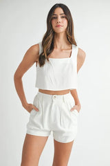 MABLE Sleeveless Crop Top and Shorts Set OutfitFlow