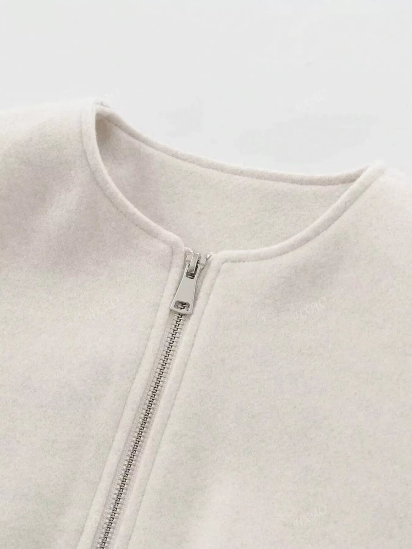 Plus Size Casual Fleece Zip-Up Bomber Jacket OutfitFlow