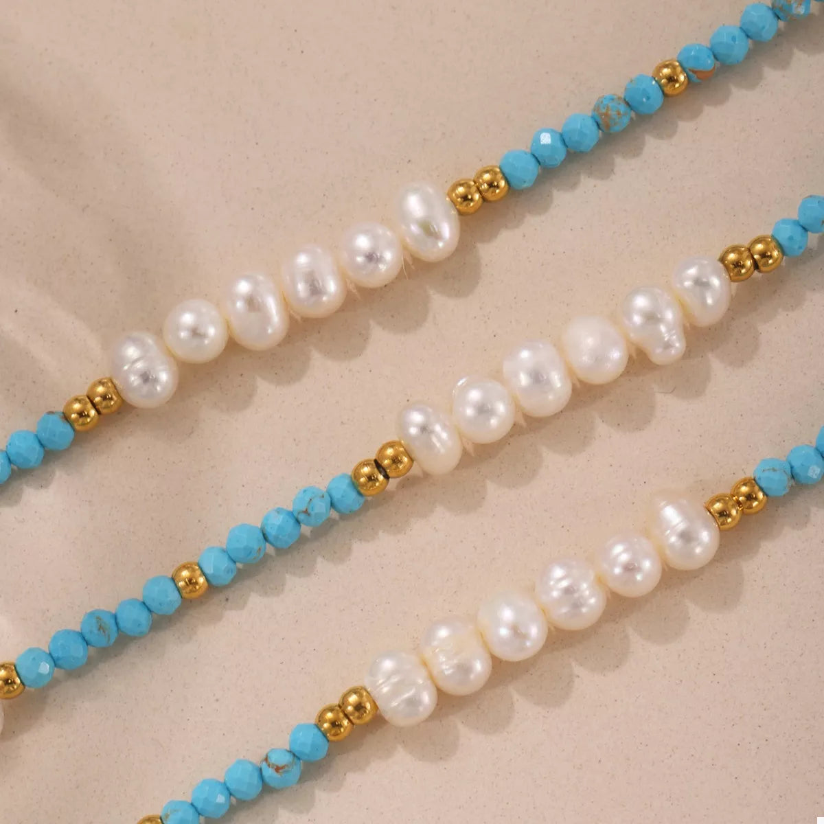 Turquoise Pearl Beaded Necklace Trendsi