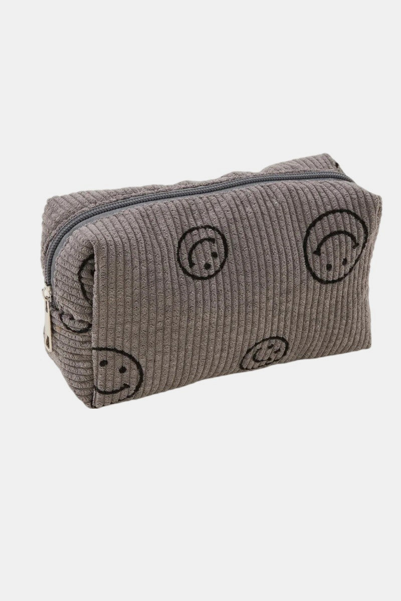 Outfit Flow - Zenana Smiley Face Corduroy Cosmetic Pouch