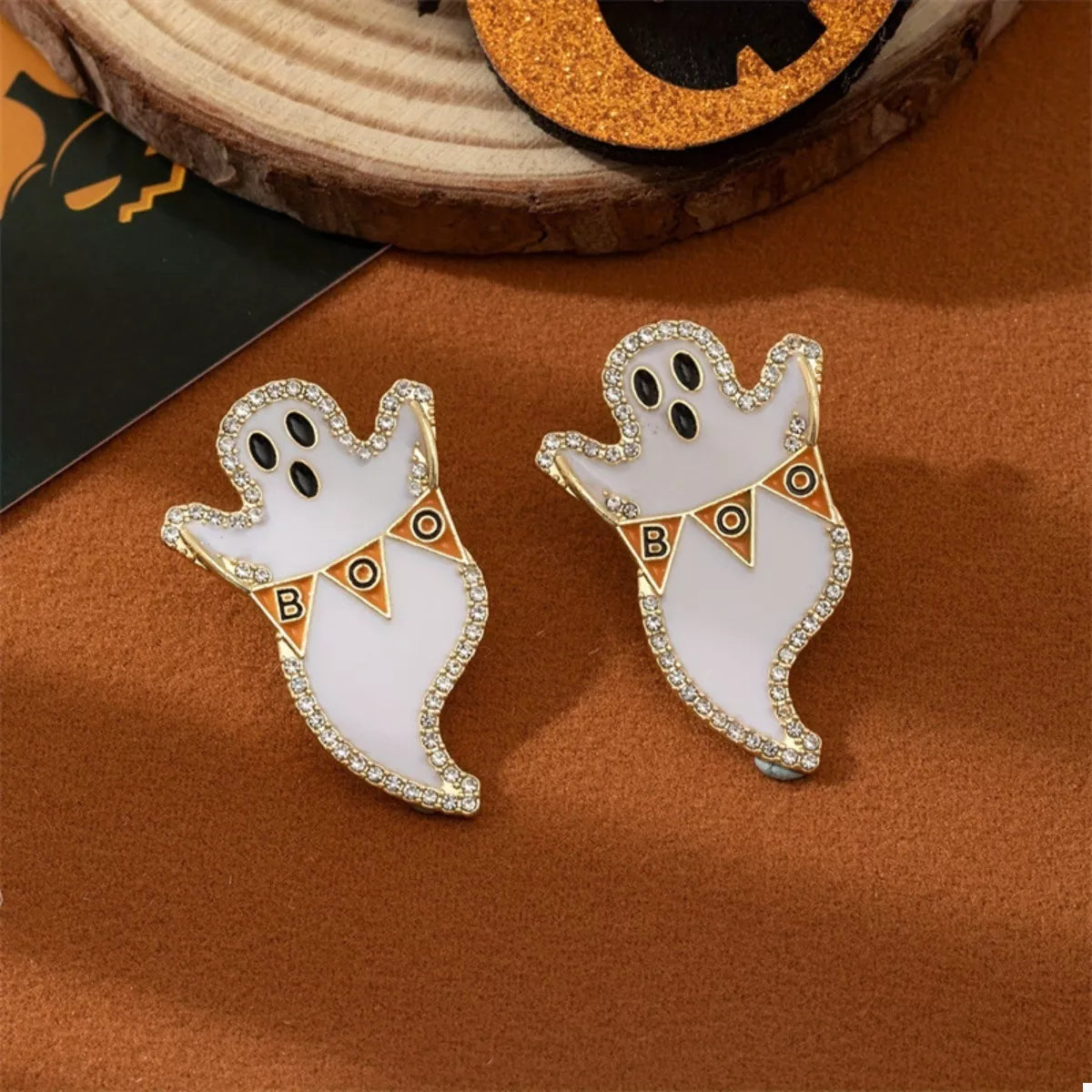 Halloween Ghost and Pumpkin Dangle Earrings OutfitFlow
