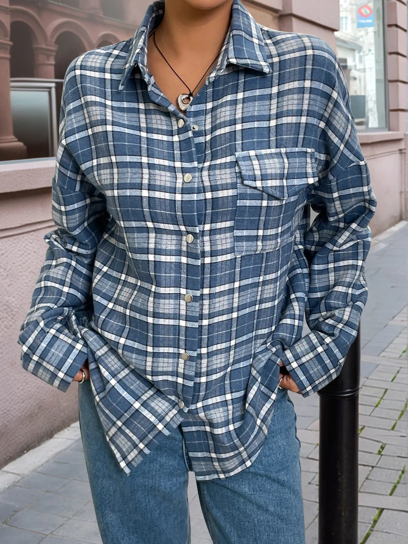 Plaid Button Up Long Sleeve Shirt OutfitFlow