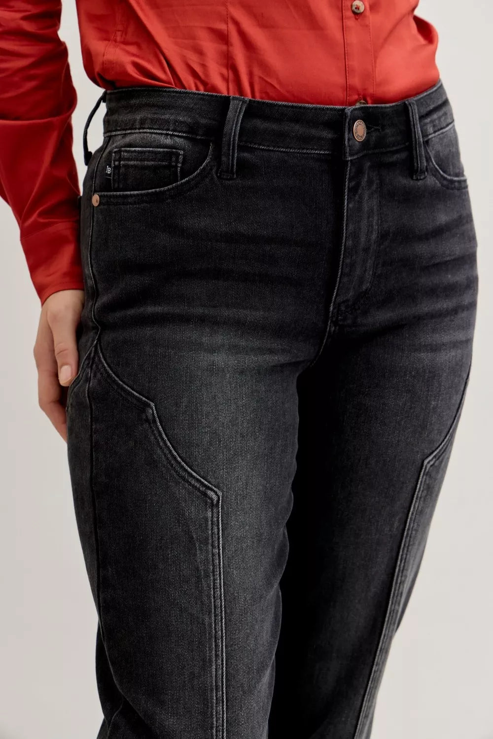 Judy Blue Mid Rise Straight Western Seam Detail Jeans Trendsi