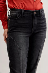 Judy Blue Mid Rise Straight Western Seam Detail Jeans Trendsi