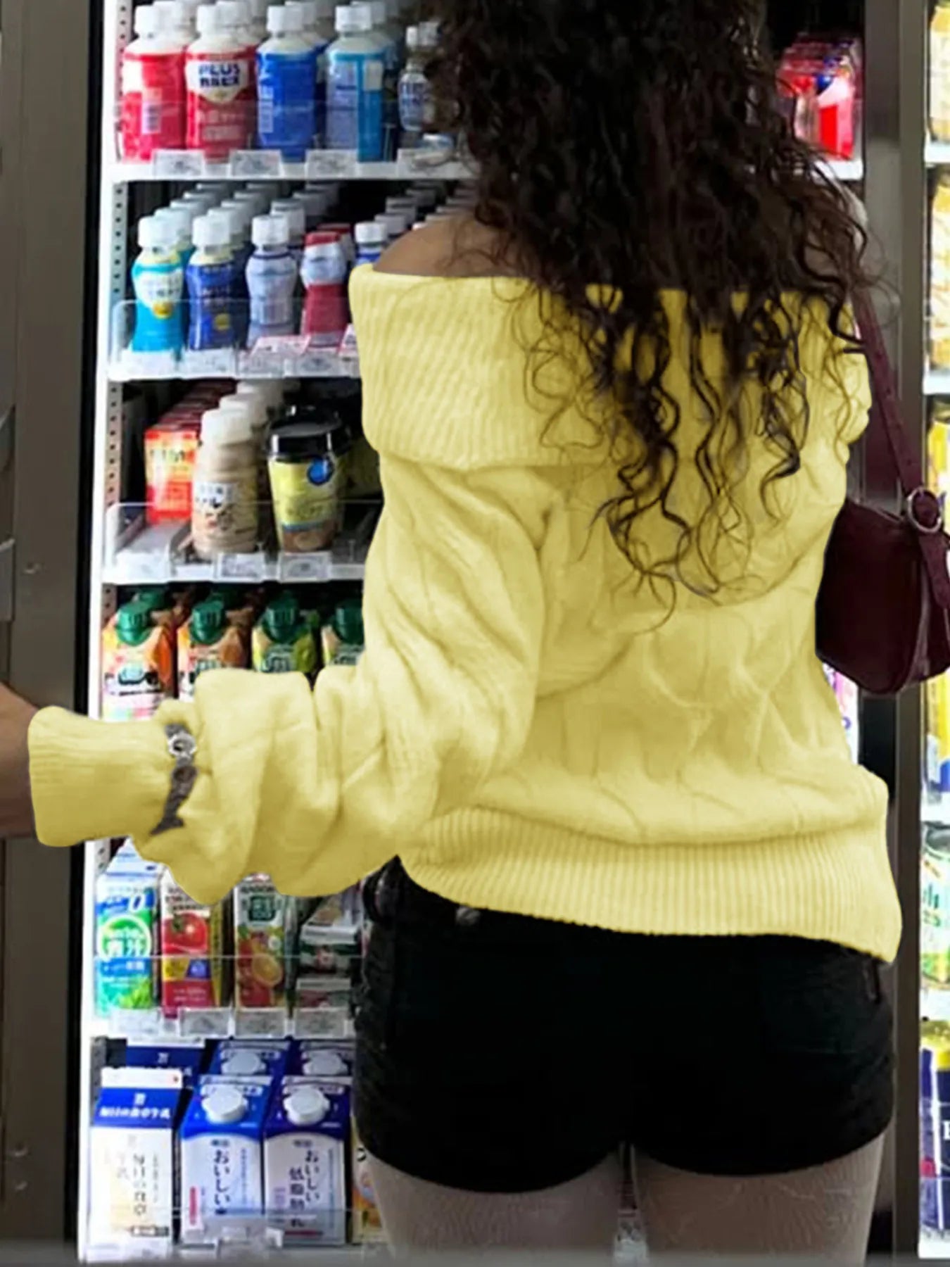 Cable Knit Off-Shoulder Sweater Trendsi