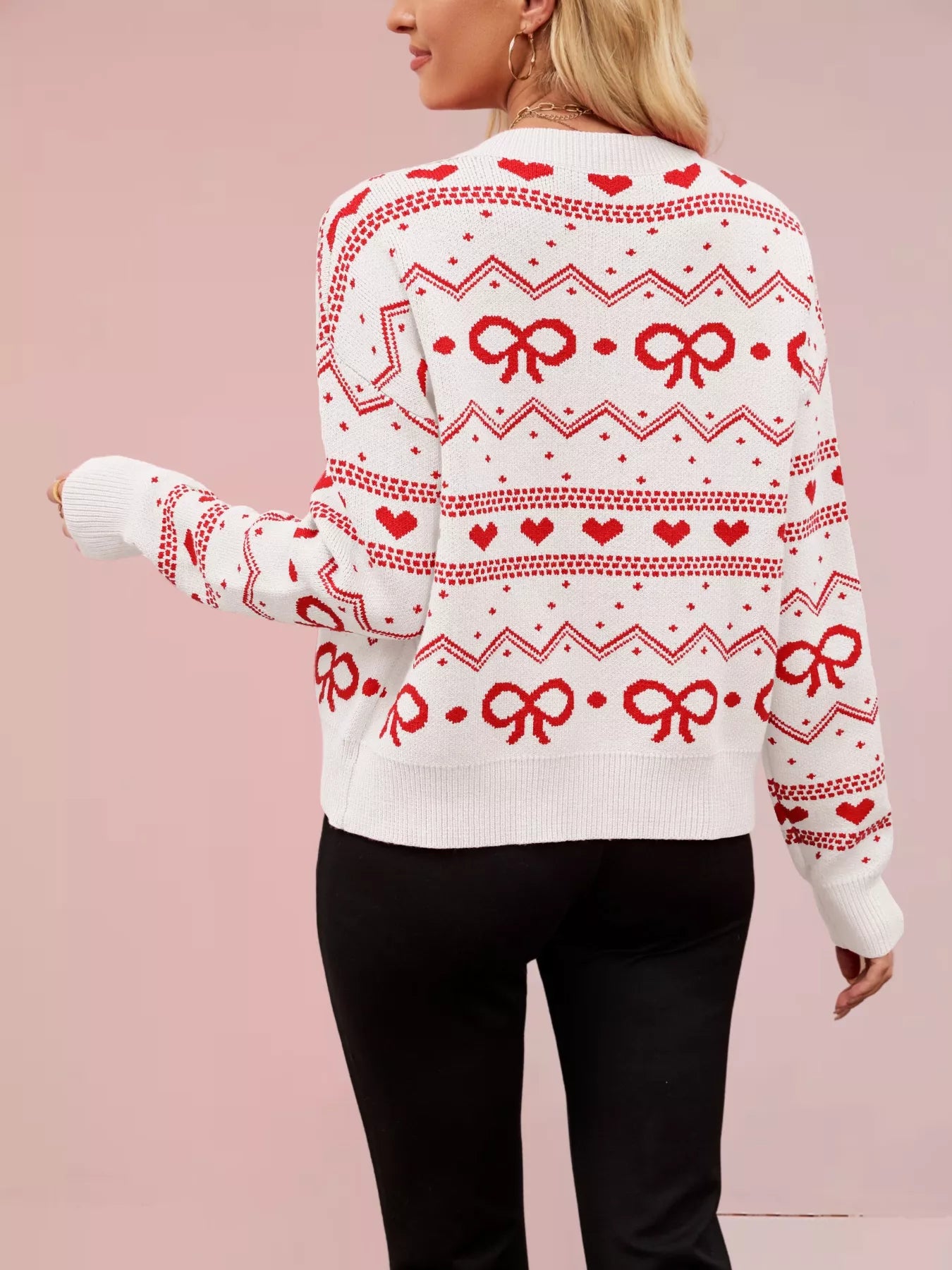 Bowknot Pattern Knit Cardigan OutfitFlow